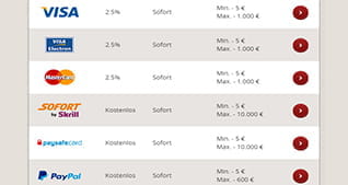 Die Auswahl an Zahlungsmethoden bei Cherry